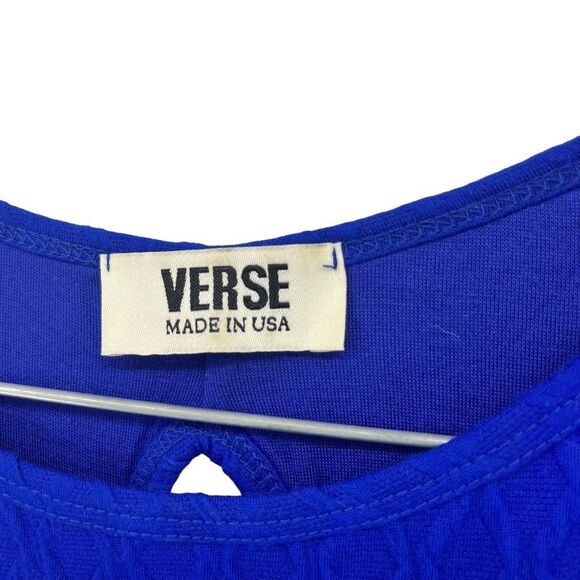 VERSE Quilted Sleeveless Dress - Royal Blue Textured Casual Dress USA - Picture 3 of 7